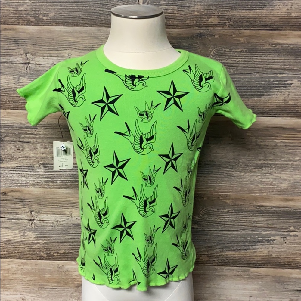Sourpuss Sparrows Print Short Sleeve Tee NWT
